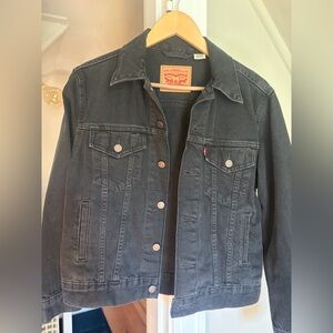 Levi's Black Denim Trucker Jacket with Button Front